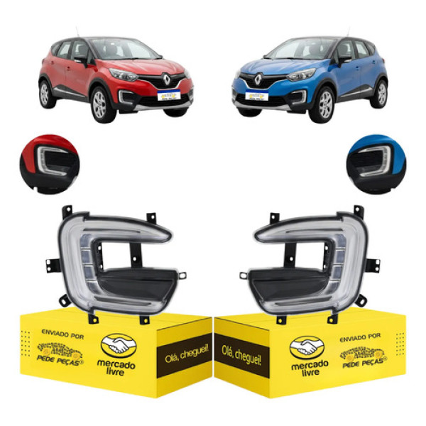 Par Farol Milha Captur 2017 18 19 20 2021 Led S/auxiliar Cristal