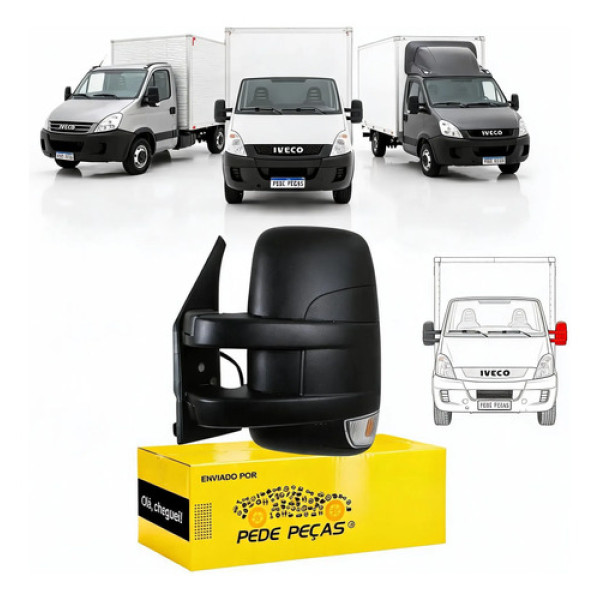 Retrovisor Iveco Daily 2008 09 A 2019 9 Fios Braço Curto Le