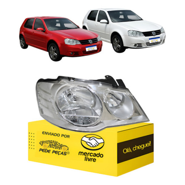 Farol Direito Golf 2008 2009 2010 2011 2012 2013 Cromado Direito/passageiro