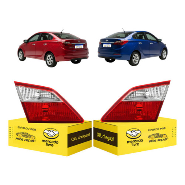 Par Lanterna Da Tampa Hb20 Sedan 2013 14 15 16 17 2018 2019 Vermelho/cristal