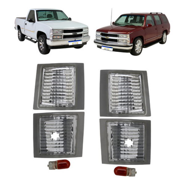 Pisca Farol Chevrolet Silverado 1993 A 2001 Kit C/lampada Cristal / Transparente