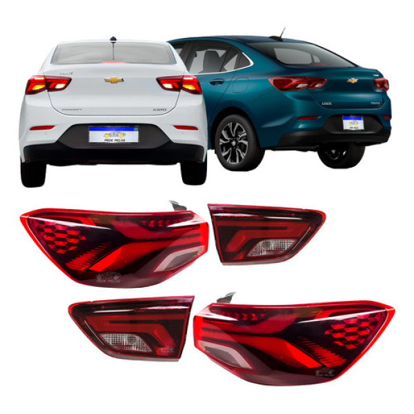 Jogo Lanterna Onix Sedan 2020 2021 2022 2023 2024 2025 C/led Ambos Lados Vermelho