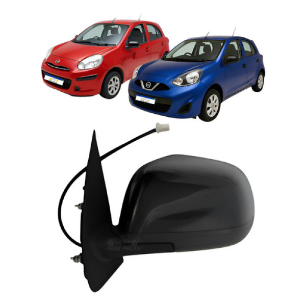 Retrovisor Eletrico Nissan March 2012 A 2020 Preto Liso Le Esquerdo