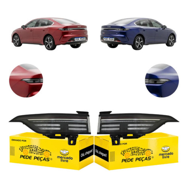 Par Lanterna Traseira Byd King 2024 25 A 2027 Full Led Novas Ambos Lados Fumê