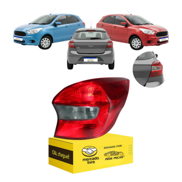 Lanterna Traseira Ford Ka Hatch 2015 16 17 18 A 2021 Fumê Ld Direito/passageiro Bicolor Fumê