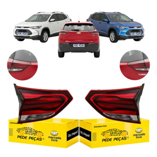 Par Lanterna Traseira Tampa Gm Tracker 2020 21 A 2025 S/led Ambos Lados Vermelho Cristal