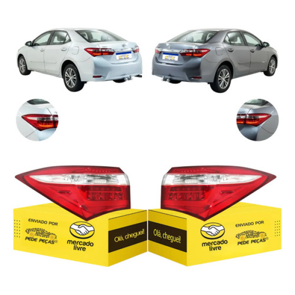 Par Lanterna Sinaleira Canto Corolla Xei 2015 16 2017 C/led Ambos Lados Cristal