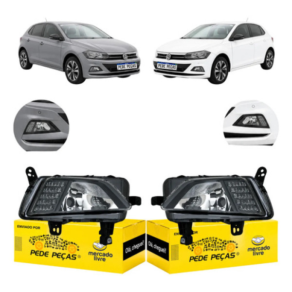 Par Farol Milha Auxiliar Vw Polo 2018 19 20 21 2022 C/led Cristal