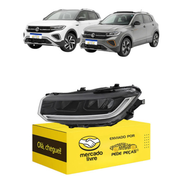 Farol Volkswagen T-cross 2025 2026 Full Led Com Reator Esquerdo/motorista