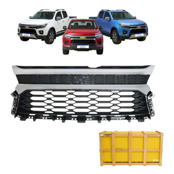 Grade Central Cromada Gm S10 2021 2022 23 2024 Nova Preto/cromado Fosco/brilhante