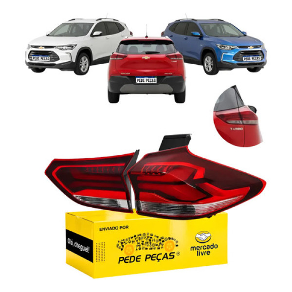 Par Lanterna Canto Tampa Gm Tracker 2020 21 A 2025 C/led Ld Direito/passageiro Vermelho Cristal