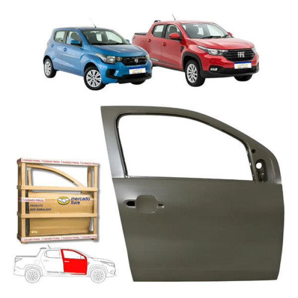 Porta Dianteira Fiat Mobi 2016 2017 18 19 A 25 2026 Nova L.d Dianteira Direito/passageiro Cinza