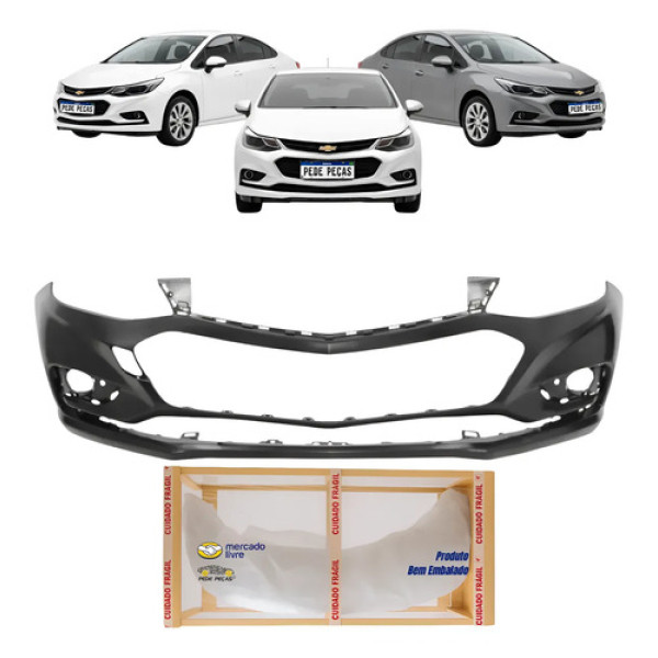 Parachoque Dianteiro Chevrolet Cruze Sedan 2017 2018 2019 Preto Liso Para Pintura