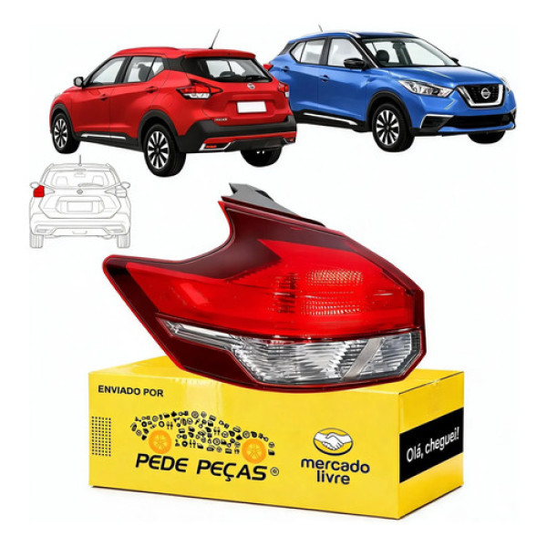 Sinaleira Traseira Nissan Kicks 2017 A 2021 Sv Sl Active Le Esquerdo/motorista Vermelho