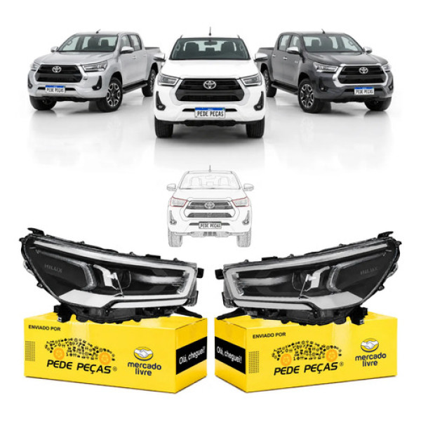 Par Farol Sinaleira Hilux Moldura Led 21 22 23 24 2025 2026 Ambos Lados