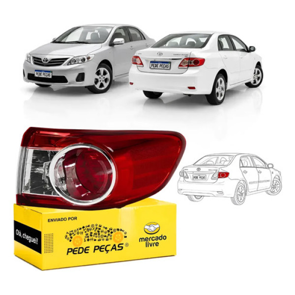 Lanterna Traseira Canto Toyota Corolla 2012 13 2014 S/led Ld Direito/passageiro Vermelho Cristal