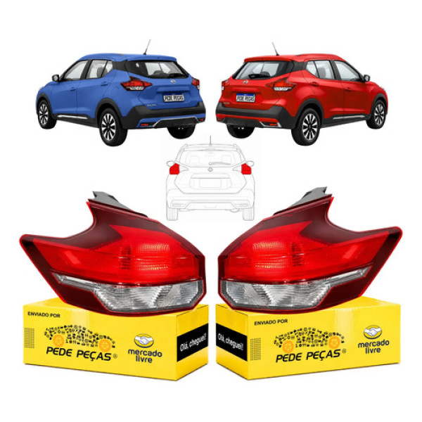 Par Lanterna Sinaleira Nissan Kicks 2017 A 2021 S Sv Sl Novo Ambos Lados Vermelho