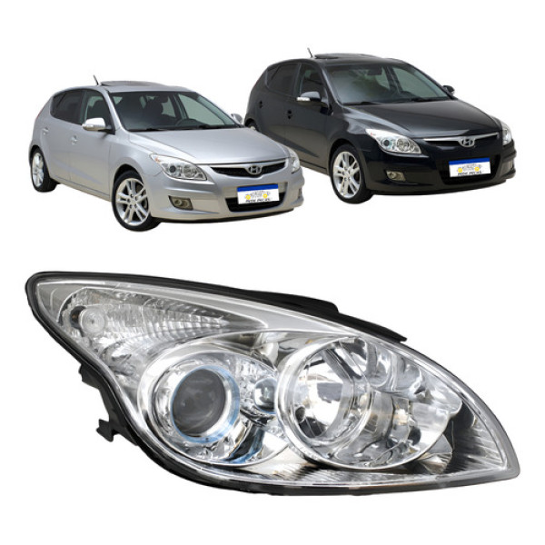 Farol I30 2008 A 2013 Cromado Foco Duplo Manual Direito/passageiro