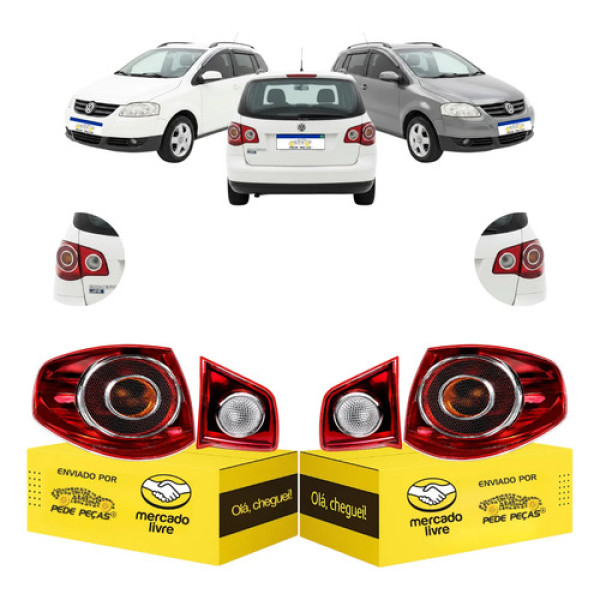 Jogo Sinaleira Traseira Spacefox 2006 A 2010 Ré Cristal Ambos Lados