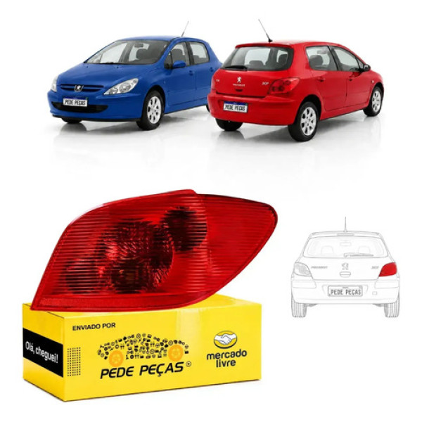 Lanterna Sinaleira Peugeot 307 2003 2004 2005 2006 Ld Novo Direito/passageiro Vermelho