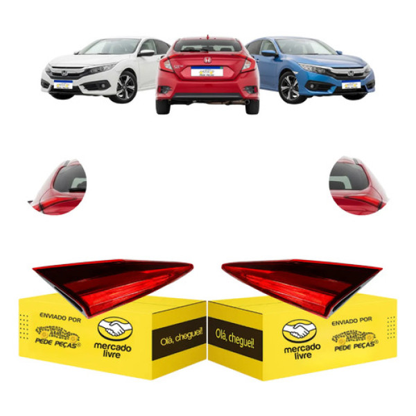 Par Lanterna Honda Civic G10 2017 2018 2019 20 2021 Novo Ambos Lados Cristal