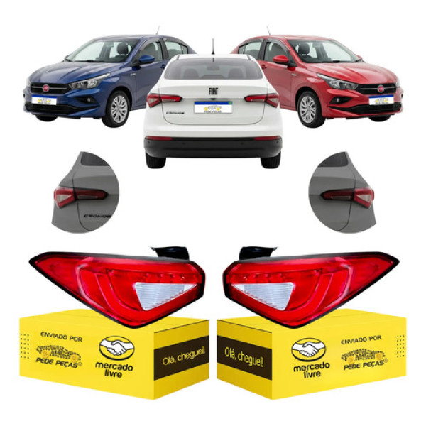 Par Sinaleira Traseira Fiat Cronos 2018 A 2026 Cristal Novo Ambos Lados Vermelho