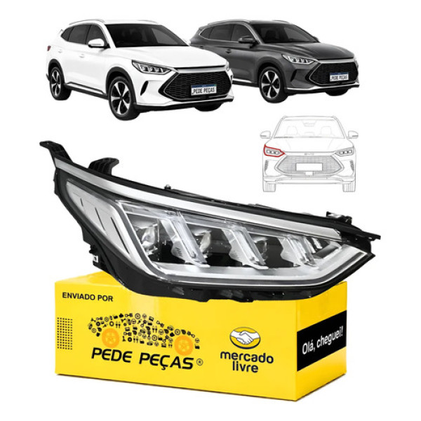 Farol Byd Song Plus 2023 A 2025 Com Reator Full Led Novo Ld Direito/passageiro