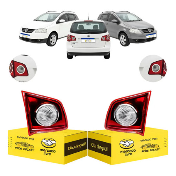 Par Sinaleira Traseira Tampa Vw Spacefox 2006 A 2010 Cristal Ambos Lados Vermelho Cristal