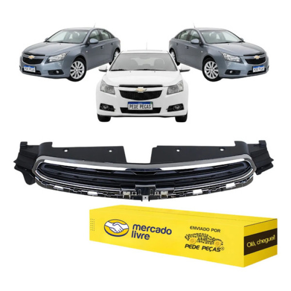 Grade Dianteira Radiador Chevrolet Cruze 2015 2016 Nova Preto Moldura Cromada