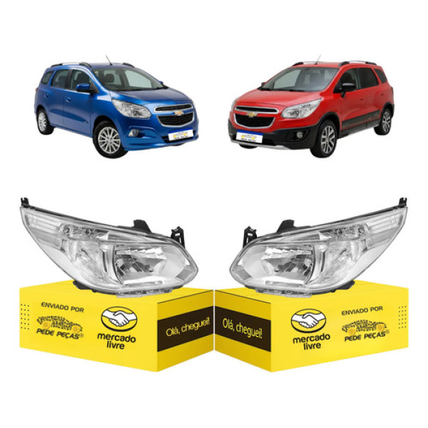 Par Farol Chevrolet Spin 2012 2014 2015 A 2017 2018 Cromado Ambos Lados