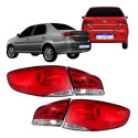 Jogo Lanterna Tampa + Canto Fiat Siena 2008 2009 2010 A 2016 Ambos Lados Vermelho