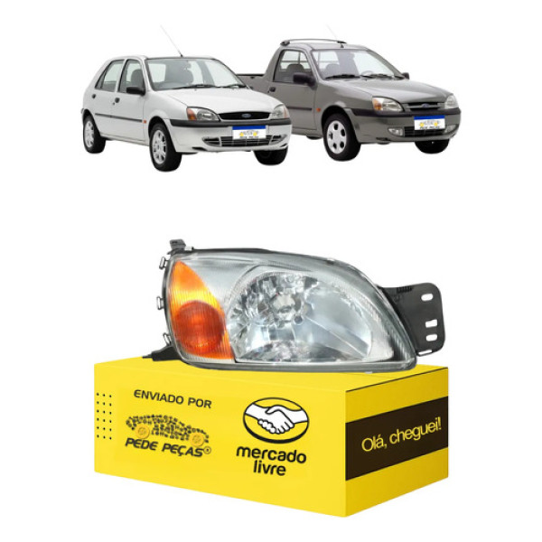 Farol Fiesta Courier 2000 01 02 03 04 05 06 07 08 A 13 L.d Direito/passageiro