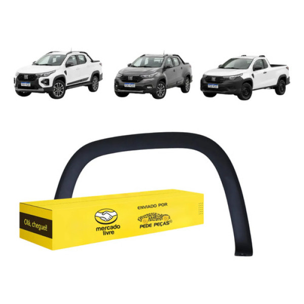 Moldura Paralama Esquerdo Fiat Strada 2021 22 23 24 25 2026 Preto Texturizado