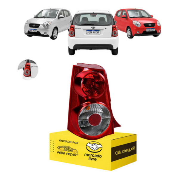 Lanterna Traseira Kia Picanto 2008 2009 2010 2011 Nova Le Esquerdo/motorista Vermelho