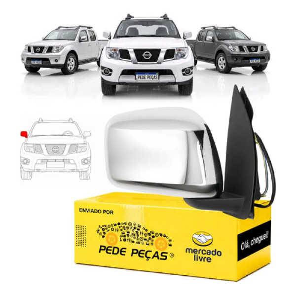 Retrovisor Elétrico Cromado Nissan Frontier 2008 A 2016