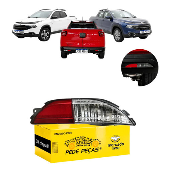 Refletor Lanterna Fiat Toro 2016 17 18 19 20 21 22 A 2025 Ld Vermelho Cristal