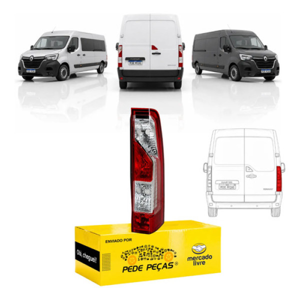 Lanterna Traseira Renault Master 2013 14 15 16 17 A 2026 Ld Direito/passageiro Vermelho Cristal