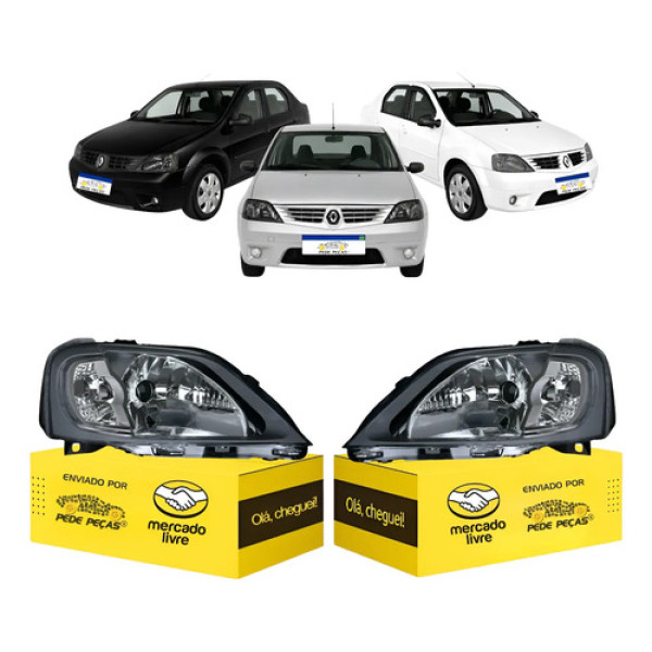 Par Sinaleira Renault Logan 2007 08 09 2010 Máscara Cinza Ambos Lados