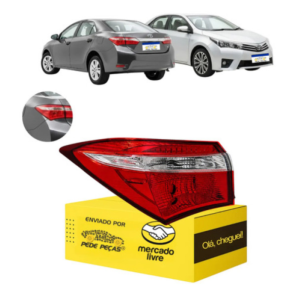 Sinaleira Traseira Canto Esquerdo Corolla 2015 16 2017 S/led Esquerdo/motorista