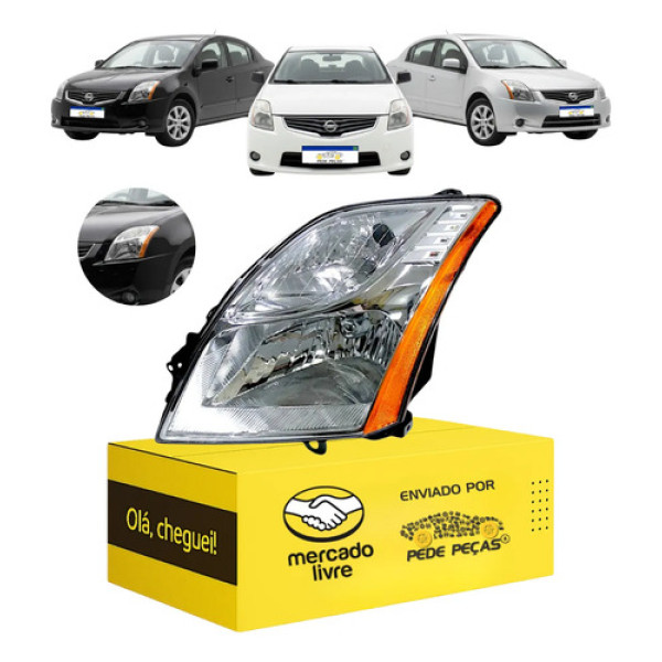 Farol Nissan Sentra Cromado Com Ambar 2010 2011 2012 2013