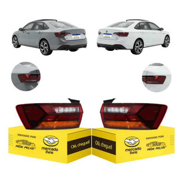 Lanterna Sinaleira Canto Jetta 2018 2019 A 2024 Full Led Par Ambos Lados Vermelho