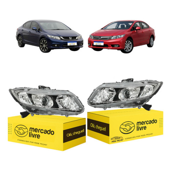 Par Farol Honda Civic 2012 2013 2014 2015 2016 Dianteiro Esquerdo