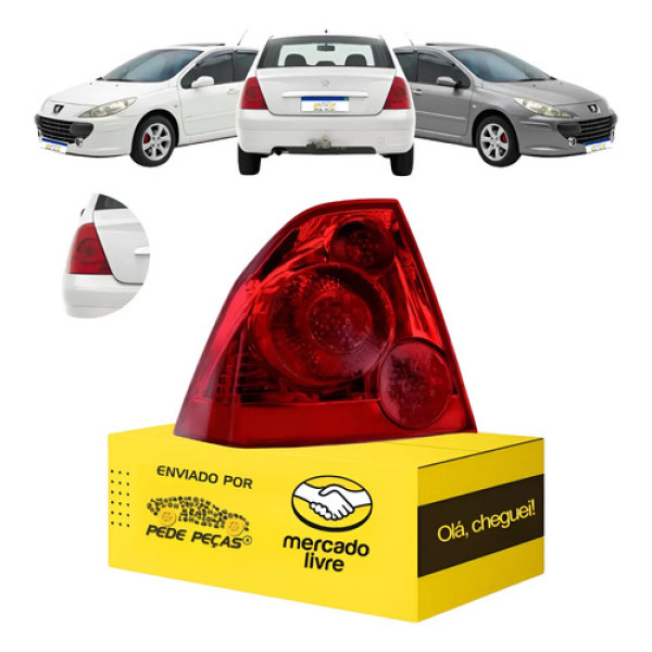 Lanterna Traseira Peugeot 307 Sedan 2007 08 09 10 11 2012 Le Esquerdo/motorista Vermelho