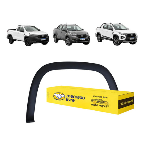 Moldura Paralama Direito Fiat Strada 2021 22 23 24 25 2026 Preto Texturizado