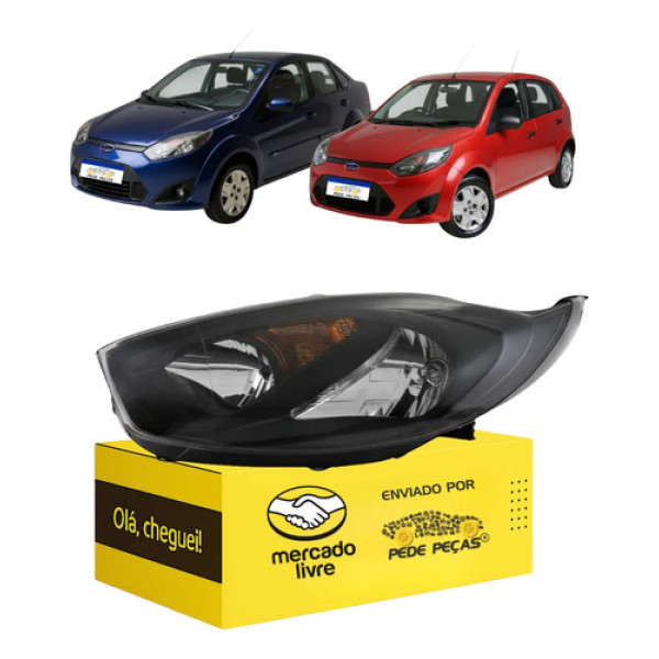 Farol Fiesta Rocam 2010 2011 A 2014 Mascara Negra Novo Esquerdo/motorista