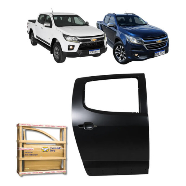 Porta Direita Traseira Gm S10 2012 A 18 19 20 21 22 23 2024 Traseira Direito Preto Liso Para Pintura