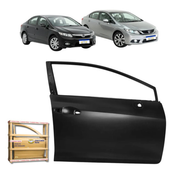 Porta Dianteira Direita Honda Civic G9 2012 13 14 15 2016 Dianteira Direito Preto Liso Para Pintura
