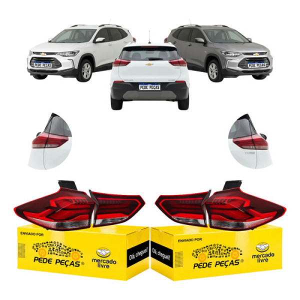 Kit Completo Lanterna Chevrolet Tracker 2020 21 A 2025 C/led Ambos Lados Vermelho Cristal