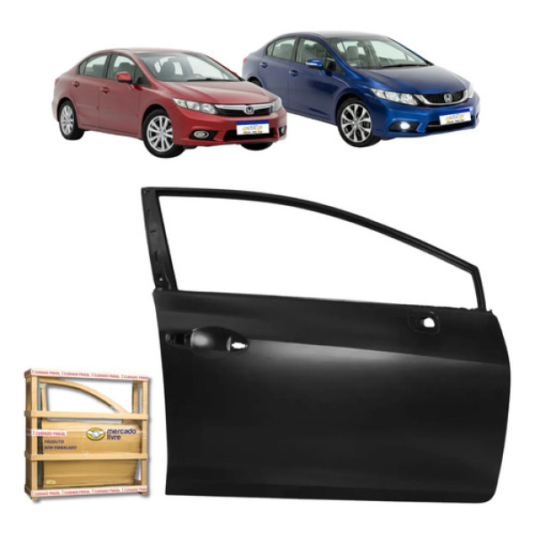 Porta Honda Civic G9 2012 2013 2014 2015 2016 Dianteira Ld Dianteira Direito Preto Liso Para Pintura