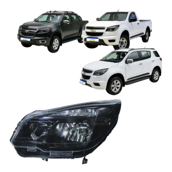Farol Esquerdo Gm Traiblazer S10 2012 A 2016 Mascara Negra Esquerdo/motorista